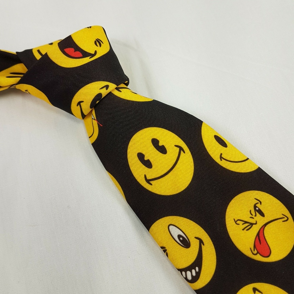 Ralph Marlin "Smiley Faces" Emoji Tie Vintage 1995
